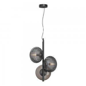 Чёрный подвесной светильник с дымчатыми плафонами «Reels»