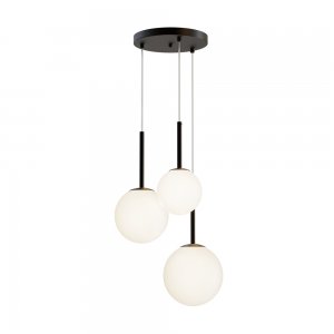 Тройной белый подвесной светильник шары на круглом основании «Basic form»