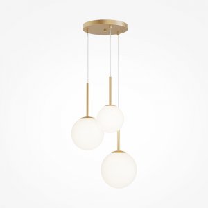 Тройной подвесной светильник с шарами на круглом основании, золотой/белый «Basic form»