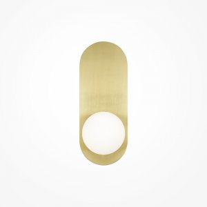 Золотой настенный светильник с плафоном белый шар «Bao»