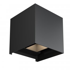 Чёрный уличный настенный светильник куб для подсветки 20Вт 3000К «Fulton»