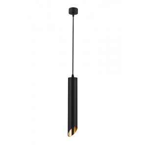 Подвесной светильник срезанный цилиндр чёрный с золотом «Lipari»