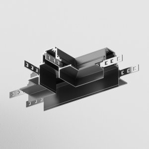 Чёрный Т-образный соединитель для магнитного встраиваемого шинопровода «Accessories for tracks Gravi