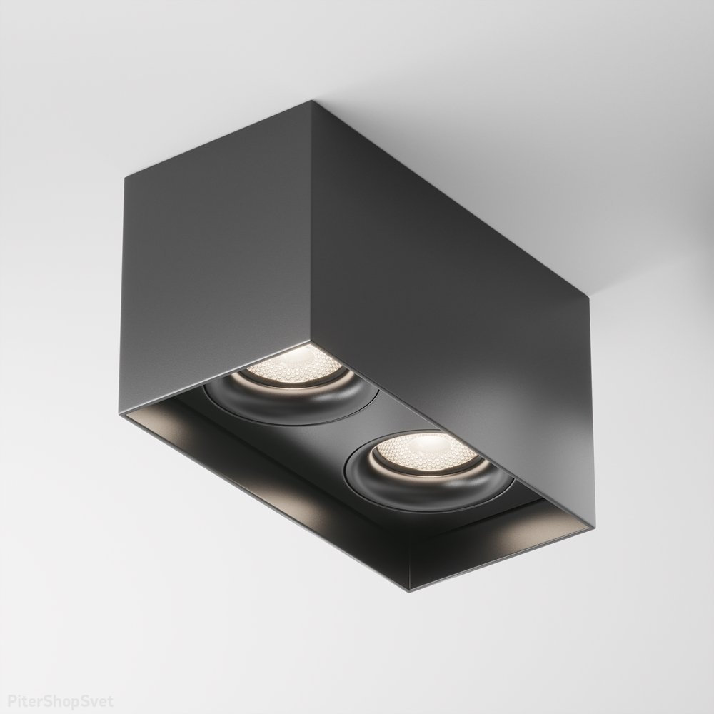 Прямоугольный накладной потолочный светильник, чёрный «Slim» C015CL-02B