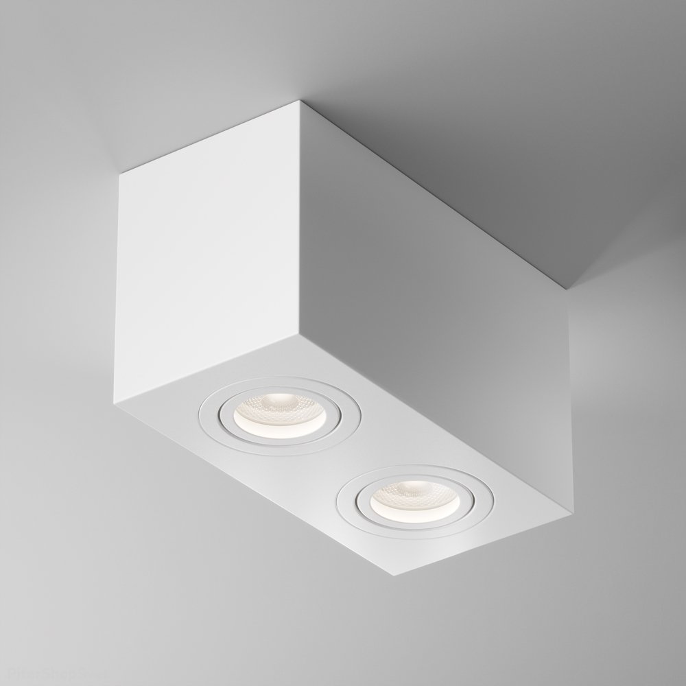 Белый накладной прямоугольный потолочный светильник «Atom» C017CL-02W
