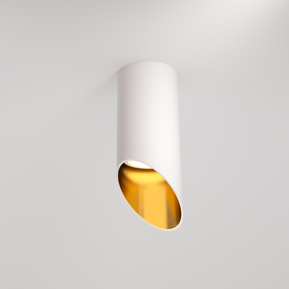 Накладной потолочный светильник срезанный цилиндр, белый/золотой «Lipari» C044CL-01-15GU10-W