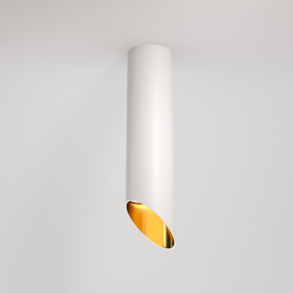 Накладной потолочный светильник срезанный цилиндр, белый/золотой «Lipari» C044CL-01-25GU10-W