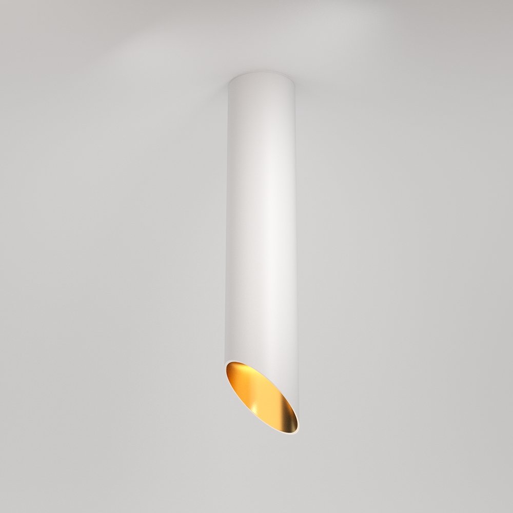 Накладной потолочный светильник срезанный цилиндр, белый/золотой «Lipari» C044CL-01-30GU10-W