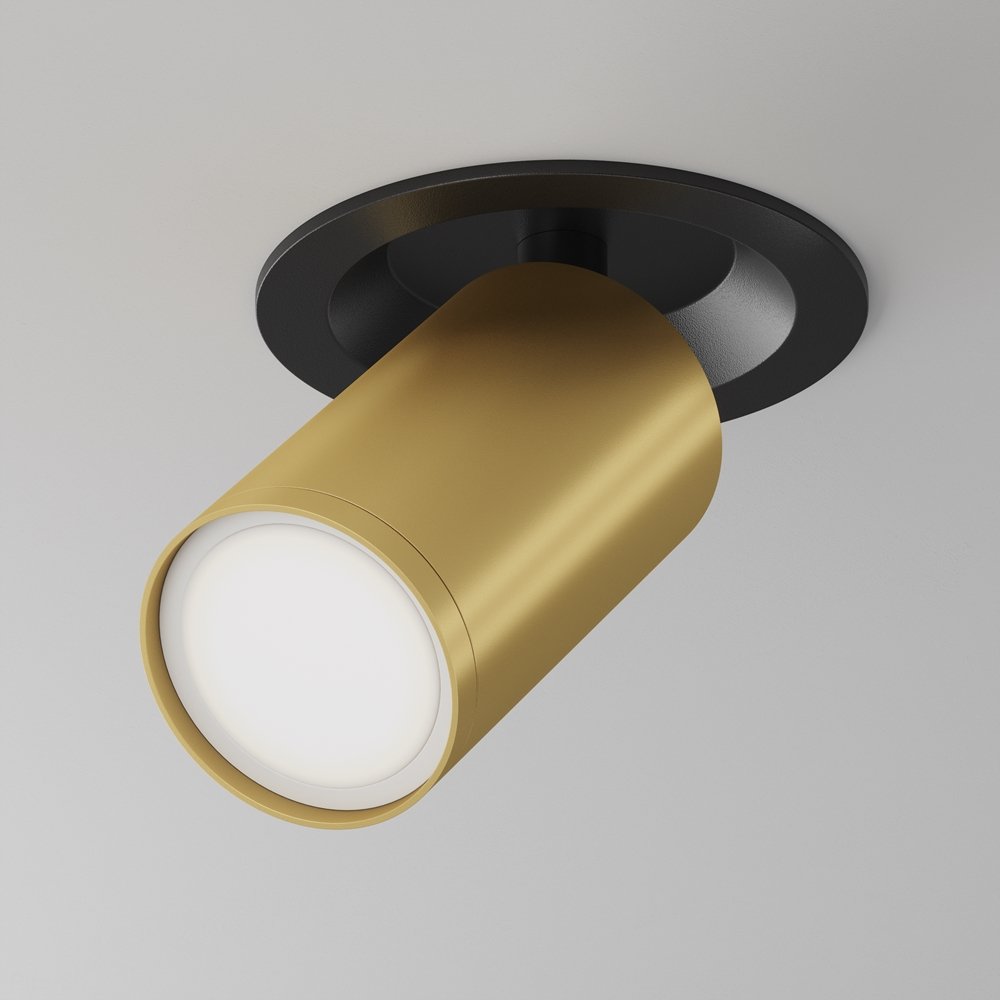 Встраиваемый светильник поворотный спот, чёрный/матовое золото «FOCUS S» C048CL-U-1BMG