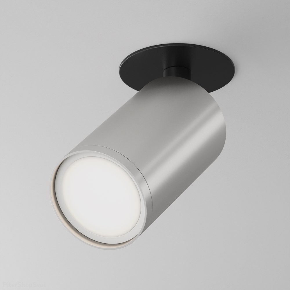 Встраиваемый светильник поворотный спот, чёрный/матовое серебро «FOCUS S» C049CL-U-1BS