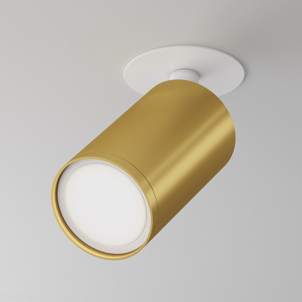 Встраиваемый светильник поворотный спот, белый/матовое золото «FOCUS S» C049CL-U-1WMG