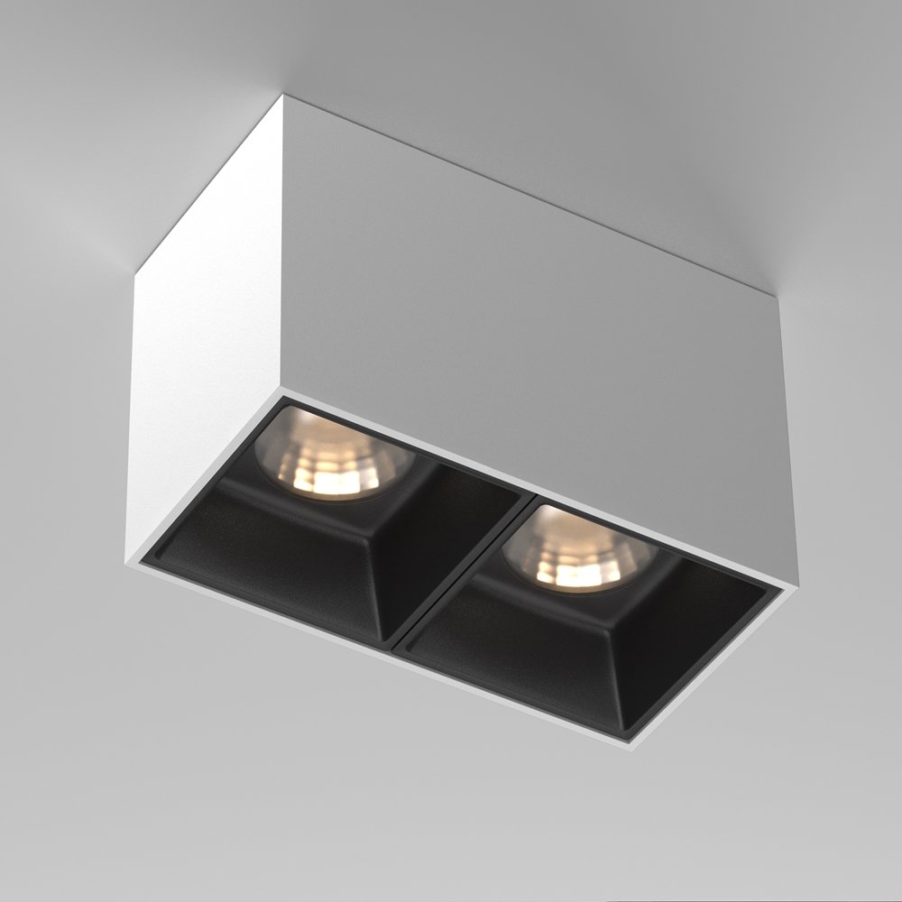 2x12Вт бело-чёрный прямоугольный накладной потолочный светильник «Alfa LED» C065CL-02-L12W3K-W