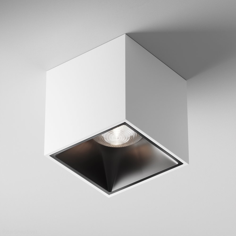Диммируемый накладной прямоугольный потолочный светильник 12Вт 4000К, белый/чёрный «Alfa LED» C065CL-L12W4K-D