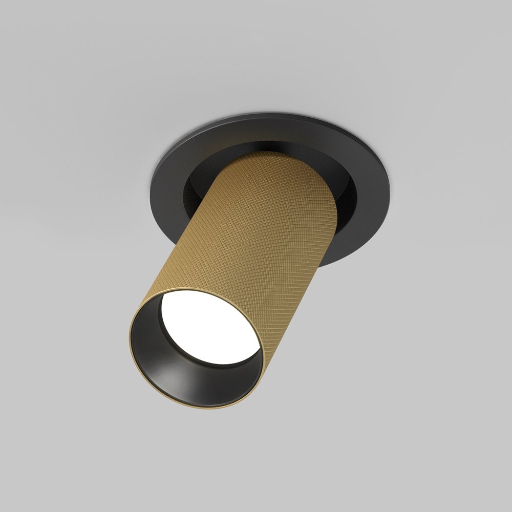 Чёрно-золотой встраиваемый поворотный светильник спот «Artisan» C081CL-01-GU10-MG