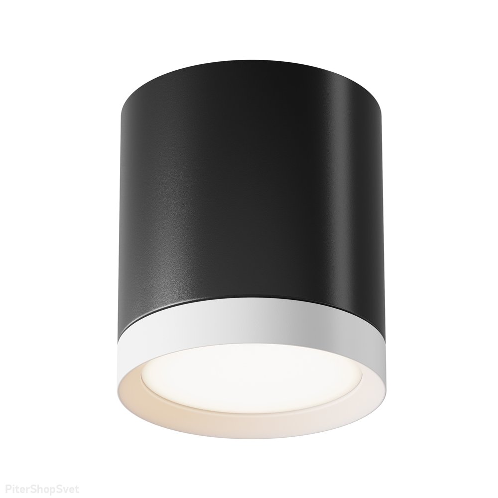 Накладной потолочный светильник цилиндр, чёрный/белый «Hoop» C086CM-GX53-MRD-BW