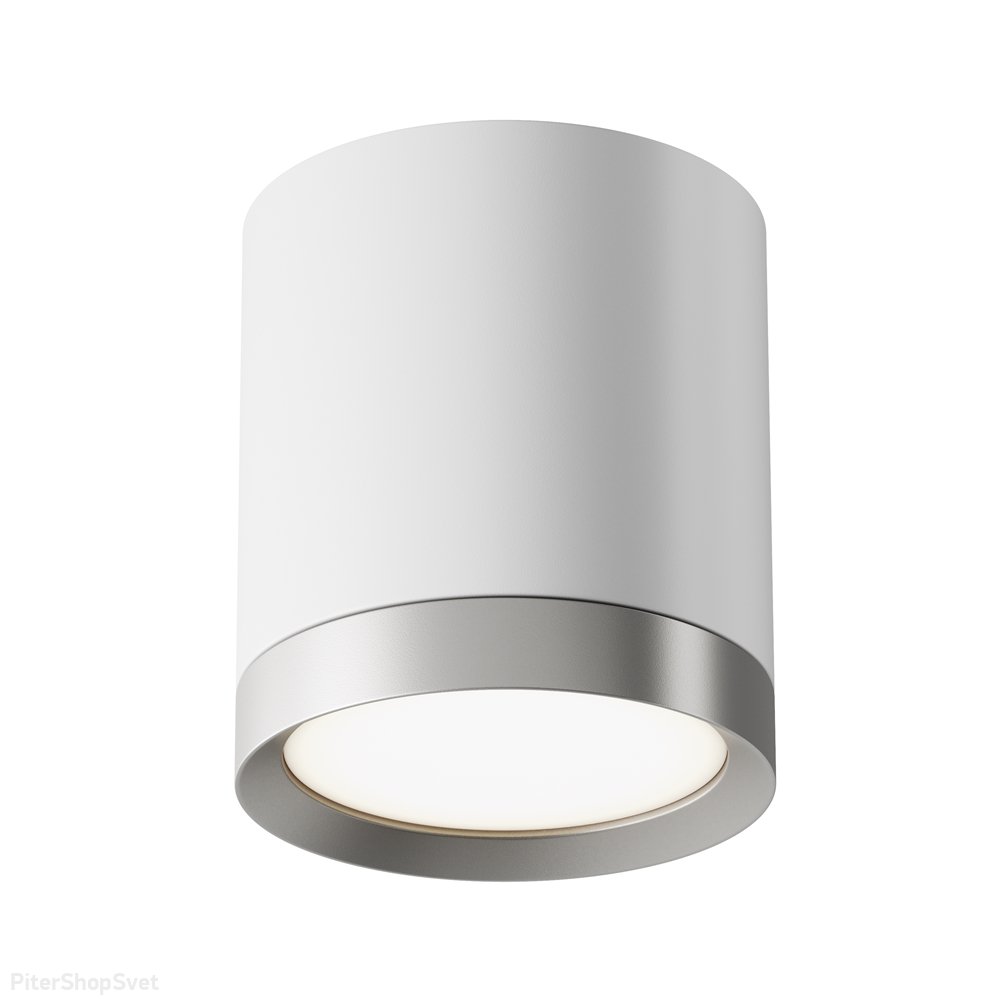 Накладной потолочный светильник цилиндр, белый/серебряный «Hoop» C086CM-GX53-MRD-WS