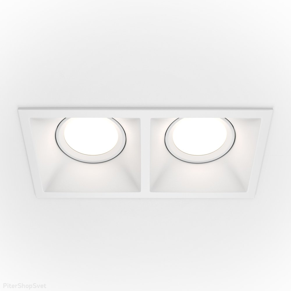 Двойной прямоугольный встраиваемый светильник, белый «Dot» DL029-2-02W