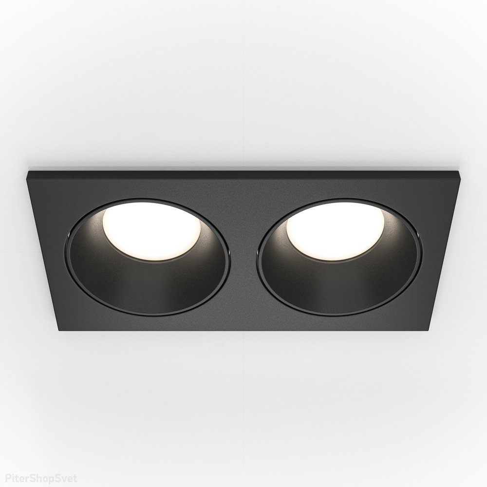Чёрный двойной прямоугольный встраиваемый светильник «Zoom» DL033-2-02B