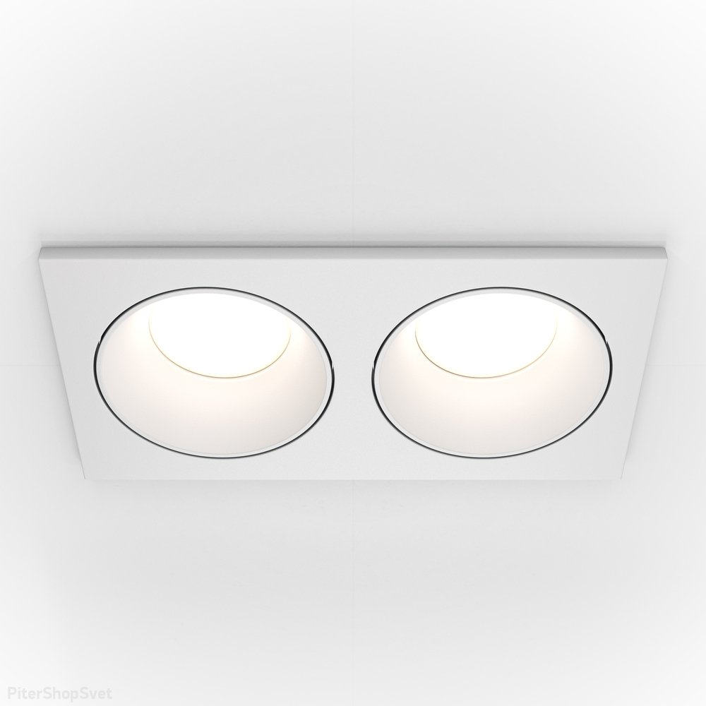 Прямоугольный встраиваемый светильник с влагозащитой, белый «Zoom» DL033-2-02W