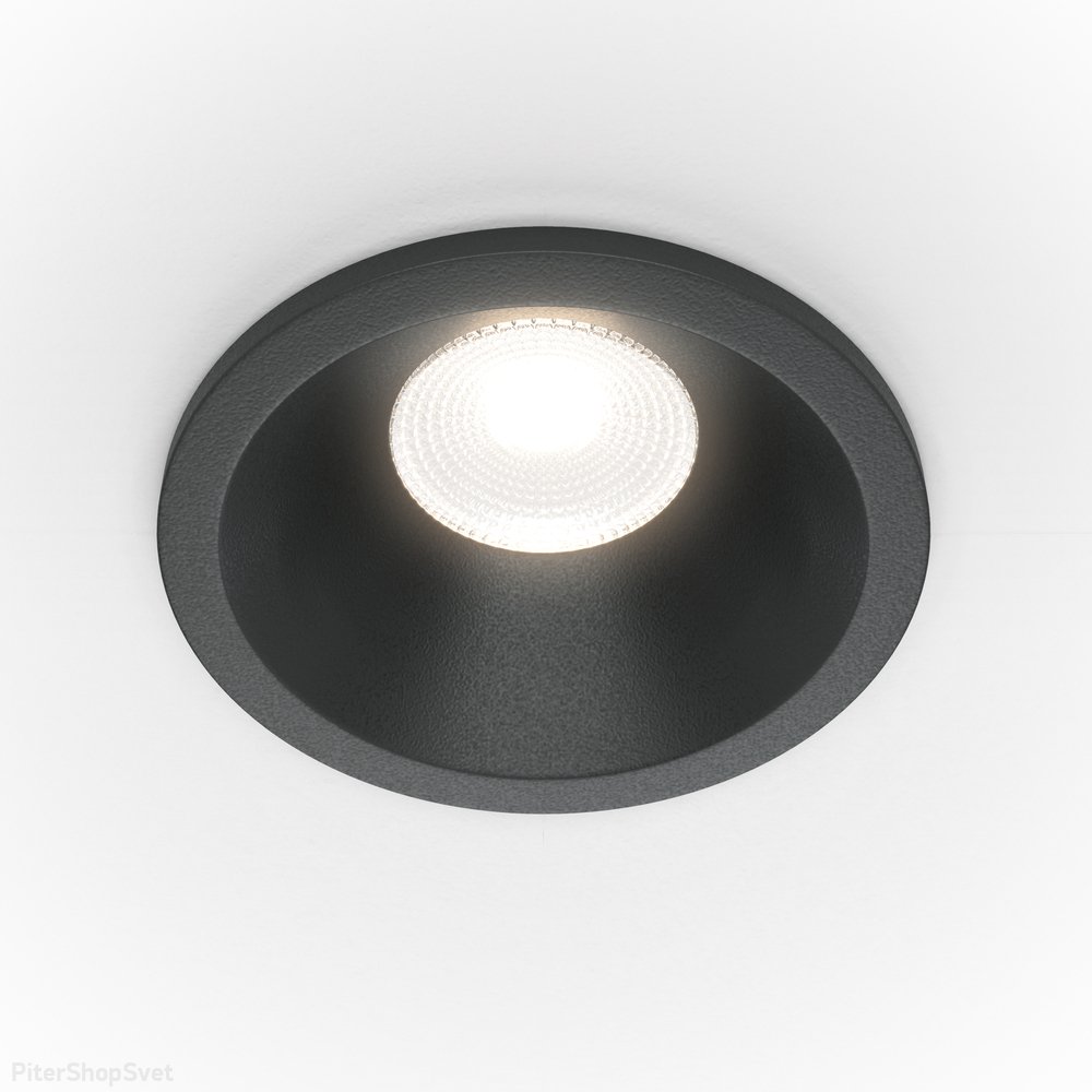 Диммируемый встраиваемый светильник с влагозащитой 6Вт 3000К, чёрный «Zoom» DL034-01-06W3K-D-B