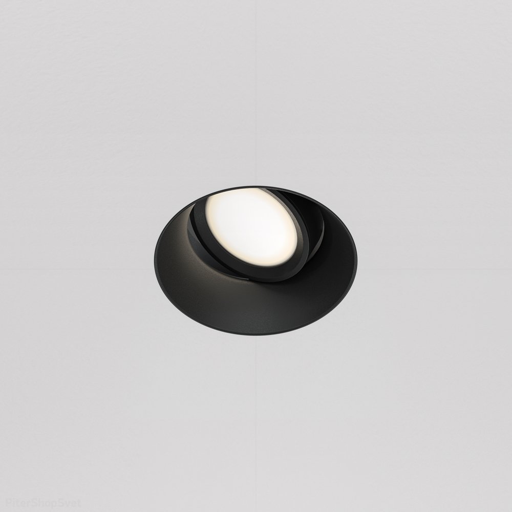 Чёрный встраиваемый поворотный светильник под шпаклёвку «Downlight Dot» DL042-01-RD-B