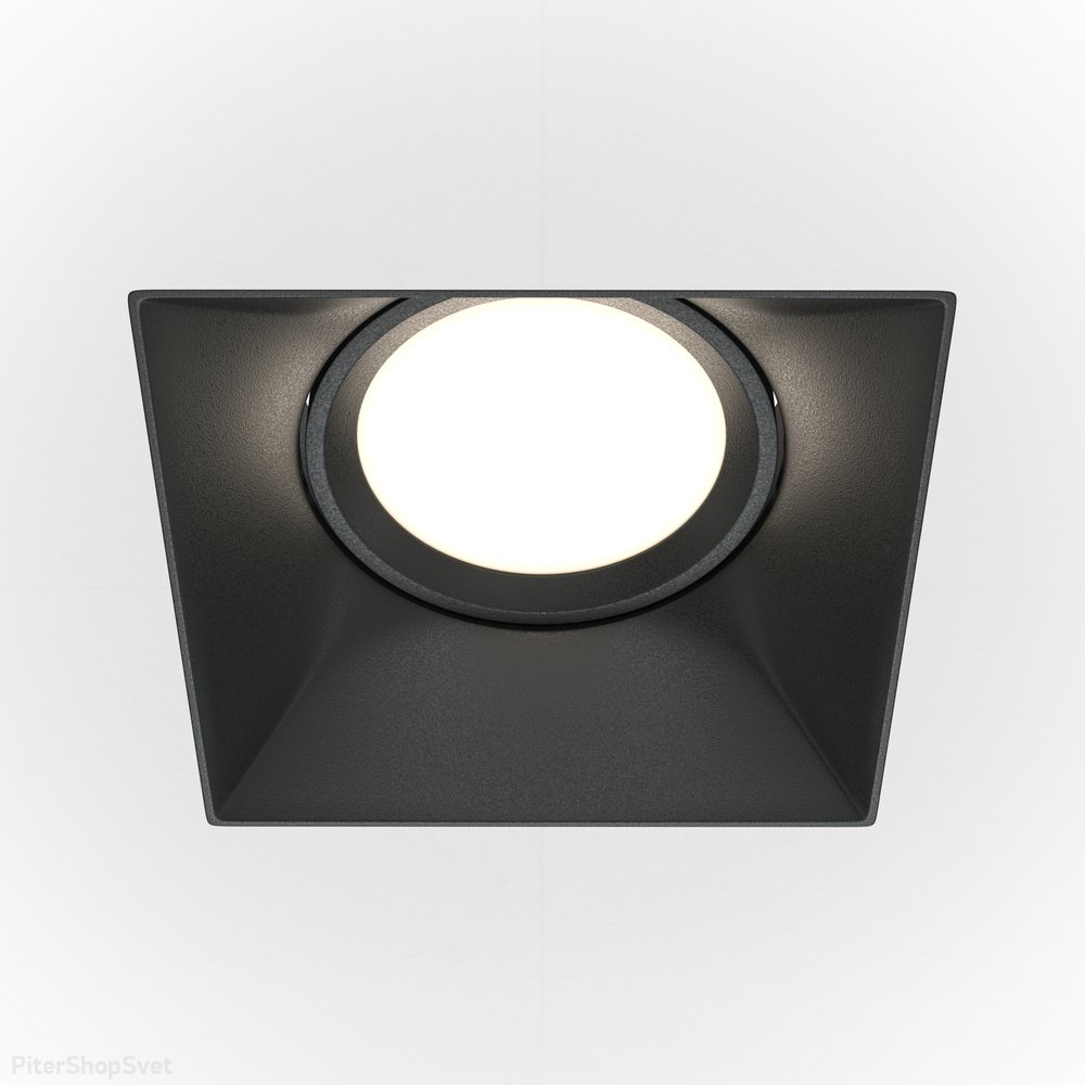 Квадратный встраиваемый светильник под шпаклёвку, чёрный «Dot» DL042-01-SQ-B