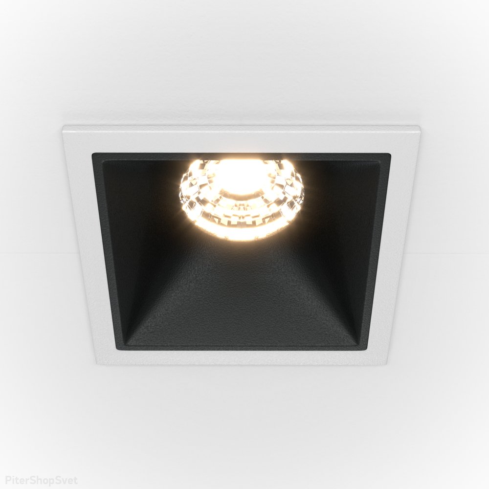 Диммируемый квадратный встраиваемый светильник 10Вт 3000К, белый/чёрный «Alfa LED» DL043-01-10W3K-D-SQ-WB