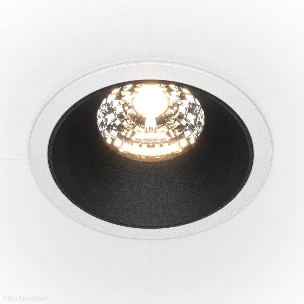 Встраиваемый бело-чёрный светильник 15Вт 3000К «Alfa LED» DL043-01-15W3K-RD-WB
