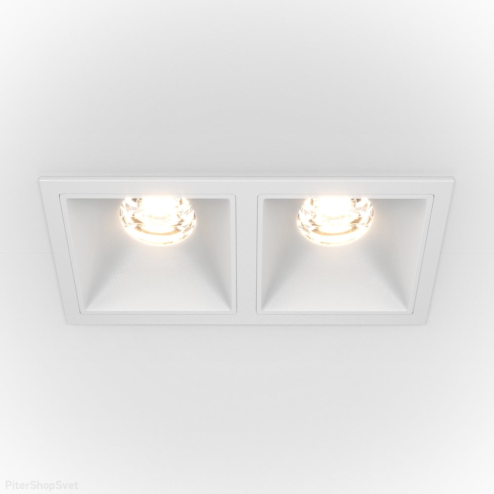 Встраиваемый прямоугольный светильник 20Вт 3000К белый «Alfa LED» DL043-02-10W3K-SQ-W