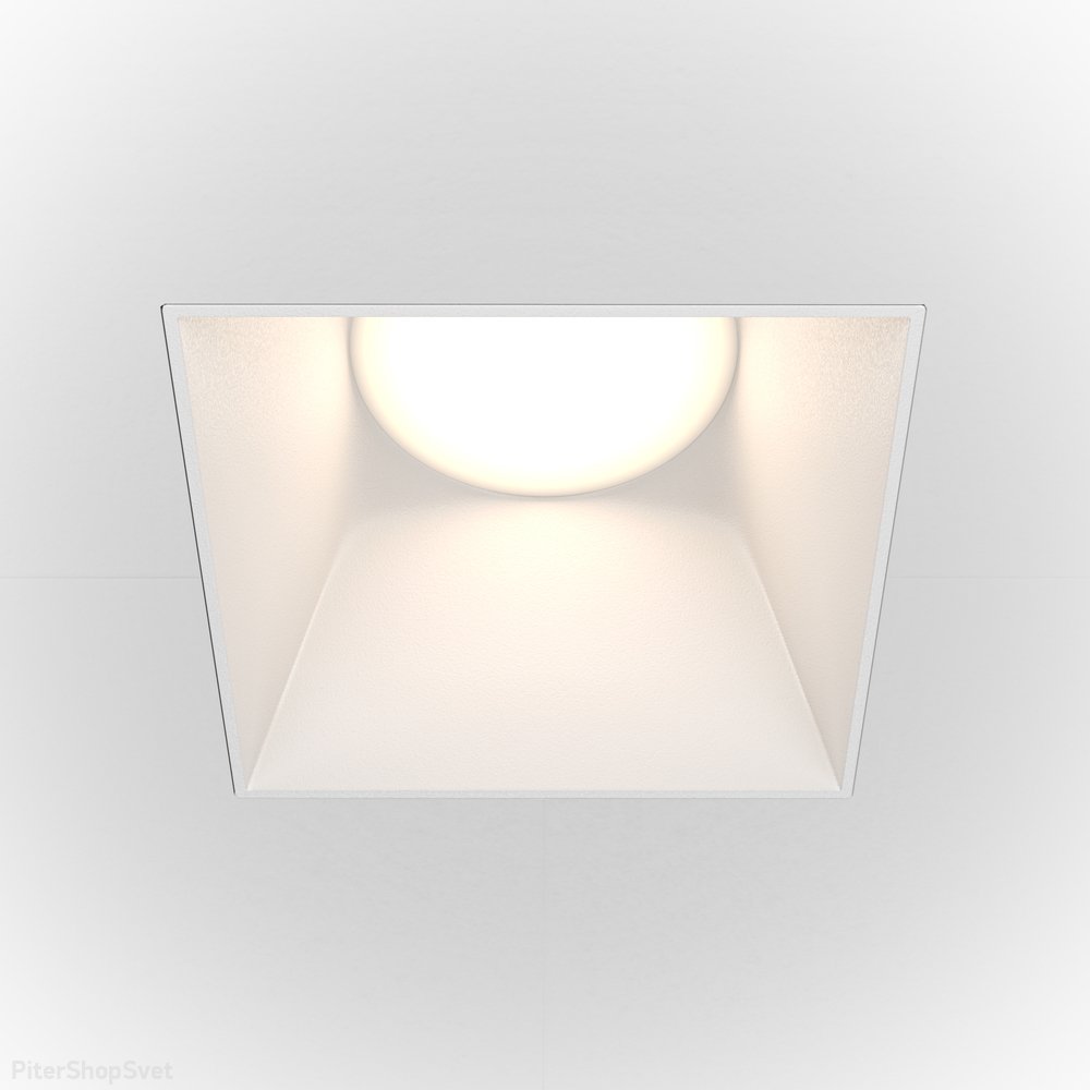 Белый квадратный встраиваемый светильник под шпаклёвку «Share» DL051-01-GU10-SQ-W
