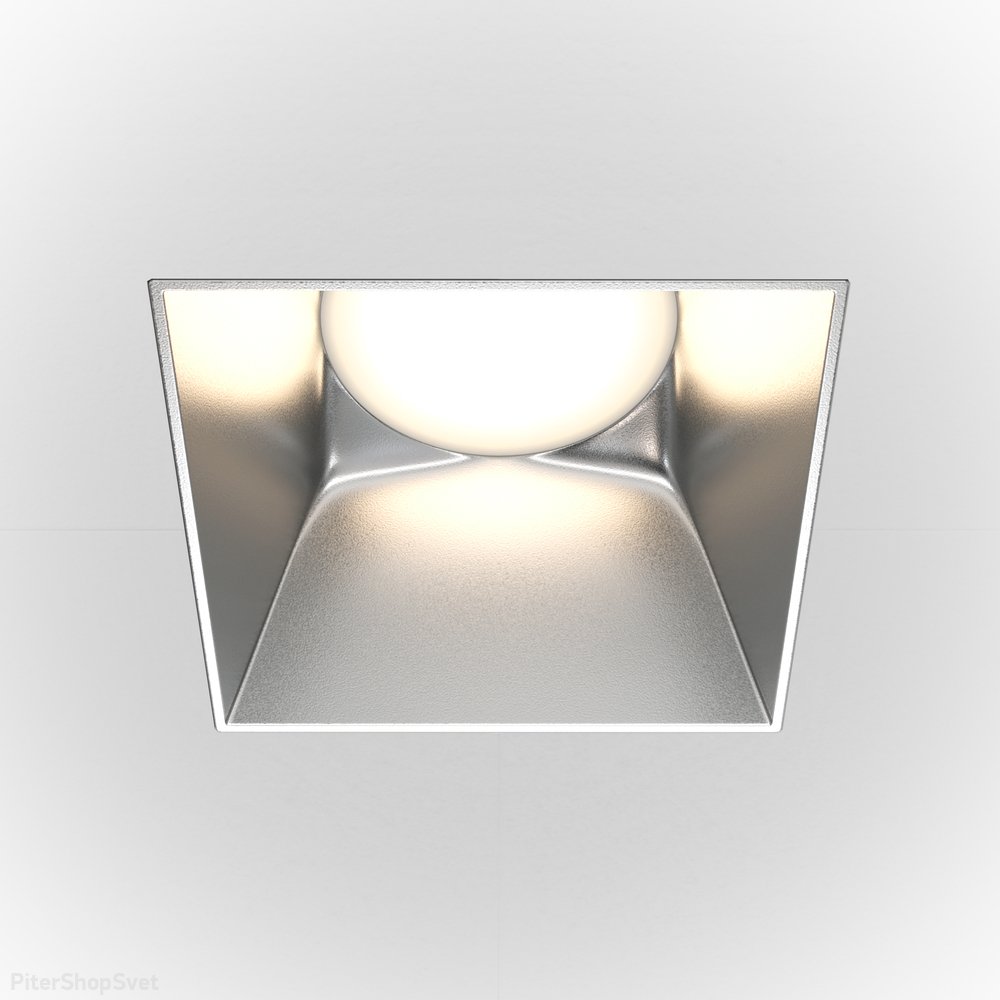 Встраиваемый светильник под шпаклёвку матовое серебро «Share» DL051-01-GU10-SQ-WS