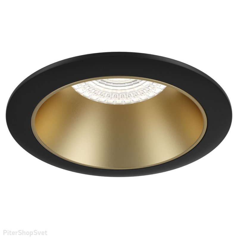 Чёрно-золотой встраиваемый светильник «Share» DL051-1BMG