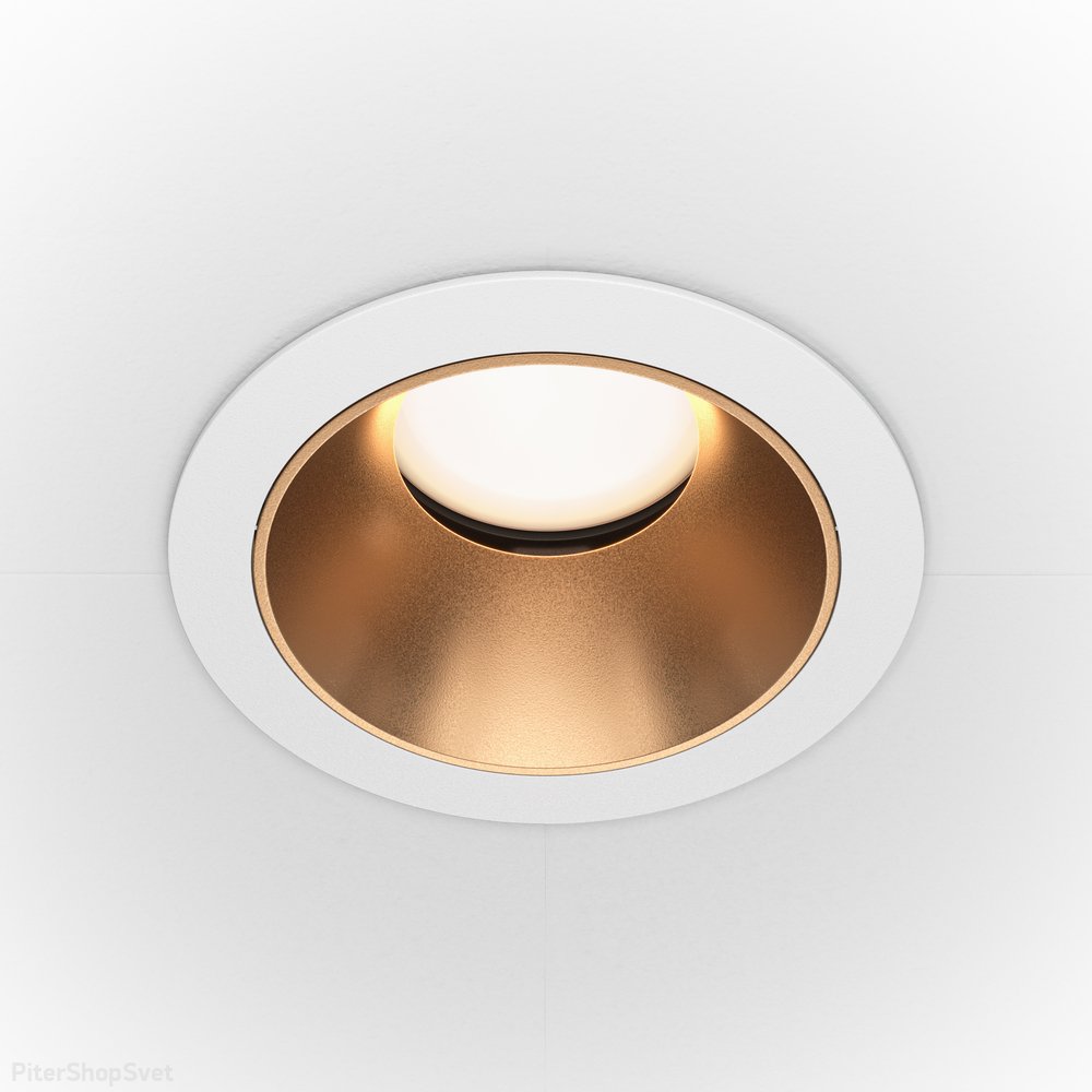 Встраиваемый поворотный светильник, белый/матовое золото «Share» DL051-U-1WMG
