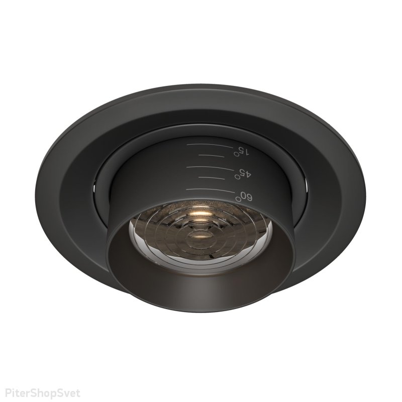 Чёрный встраиваемый поворотный светильник с регулируемым углом свечения 15-60° 15Вт 4000К «Elem» DL052-L15B4K