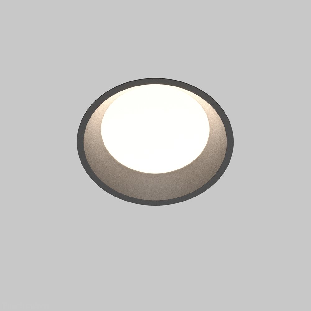 Чёрный круглый встраиваемый светильник 7Вт 3000-6000К IP44 «Okno» DL055-12W3-4-6K-B