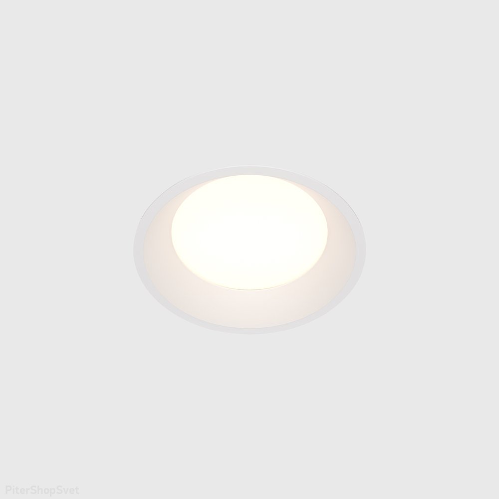 Белый круглый встраиваемый светильник 12Вт 3000К IP44 «Okno» DL055-12W3K-W