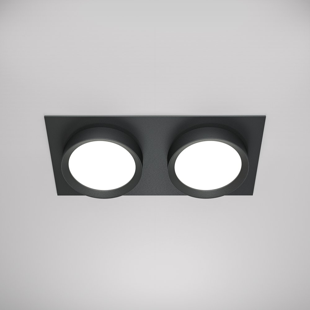 Двойной чёрный встраиваемый прямоугольный светильник GX53 «Hoop» DL086-02-GX53-SQ-B