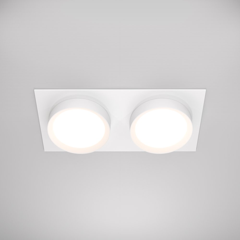 Двойной белый встраиваемый прямоугольный светильник «Hoop» DL086-02-GX53-SQ-W