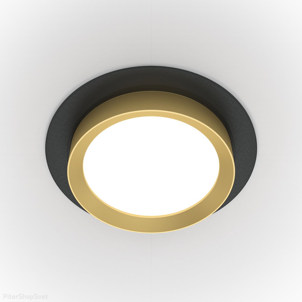 Встраиваемый светильник чёрный/золотой «Hoop» DL086-GX53-RD-BG