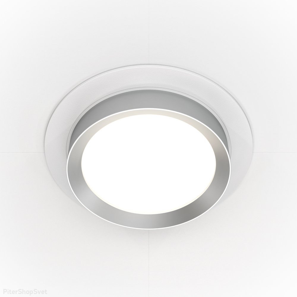 Встраиваемый светильник бело-серебряный «Hoop» DL086-GX53-RD-WS