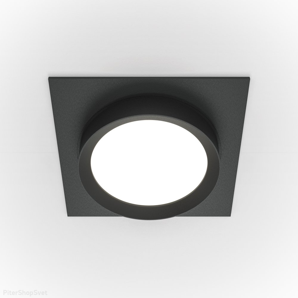 Квадратный встраиваемый светильник чёрный «Hoop» DL086-GX53-SQ-B