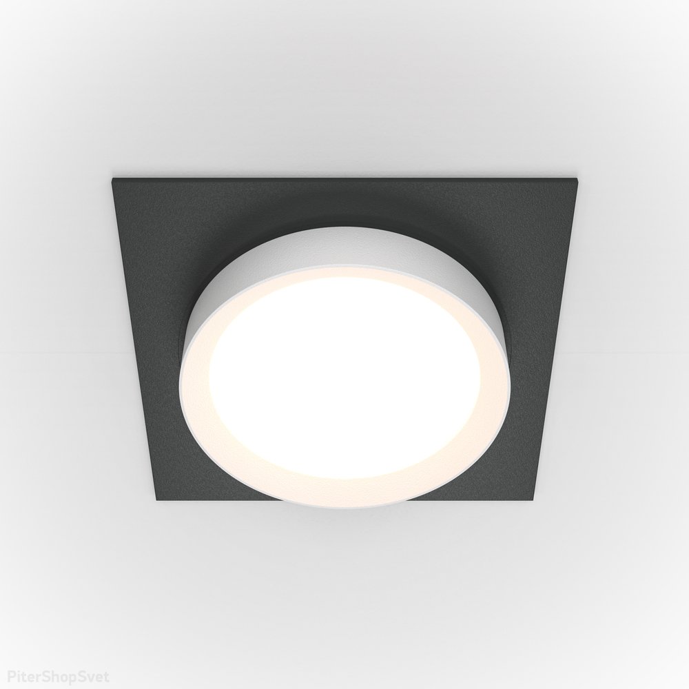 Квадратный встраиваемый светильник чёрно-белый «Hoop» DL086-GX53-SQ-BW