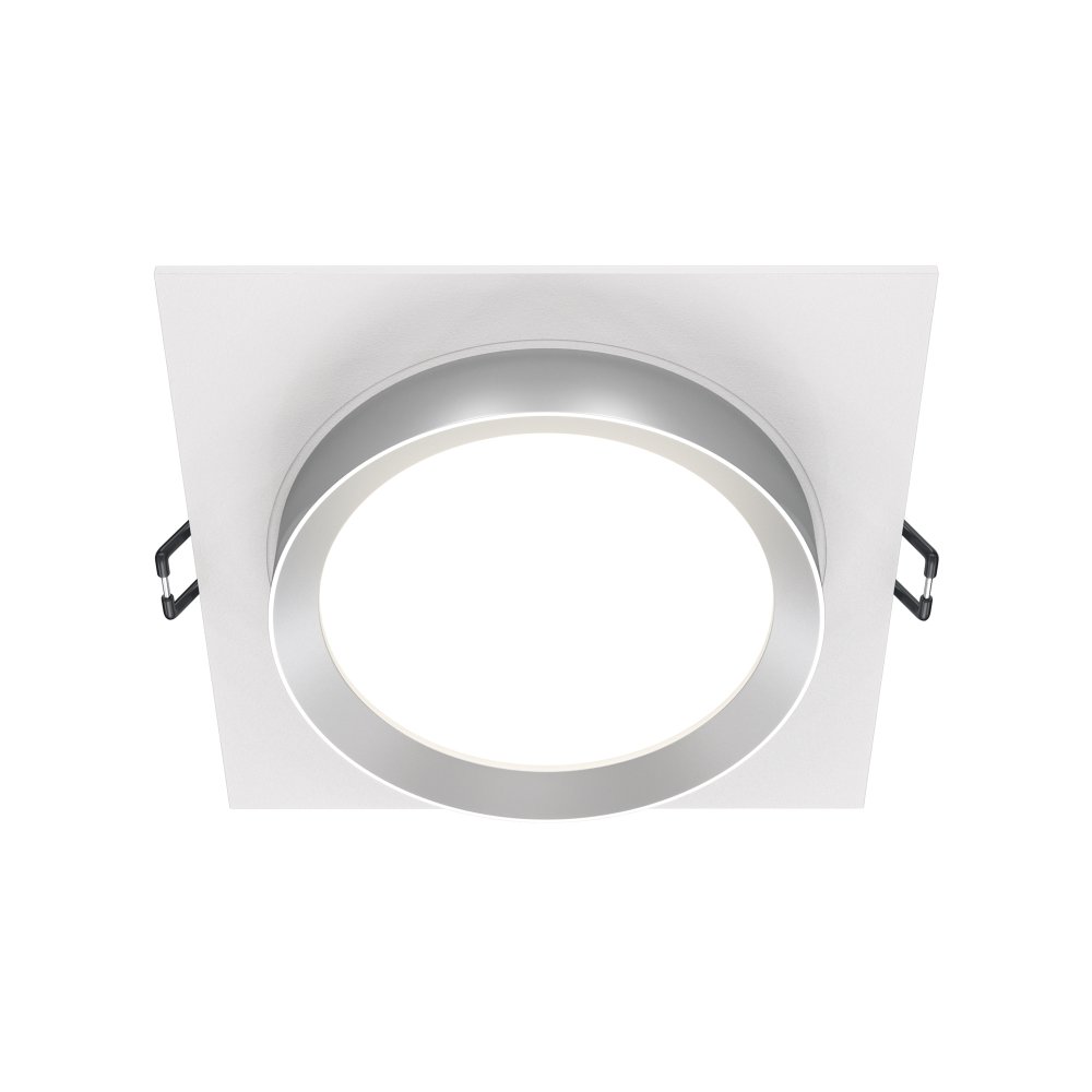 Квадратный встраиваемый светильник бело-серебряный «Hoop» DL086-GX53-SQ-WS