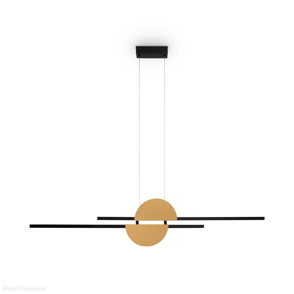 Чёрно-золотой длинный линейный подвесной светильник «Skyline» MOD179PL-L26BS4K