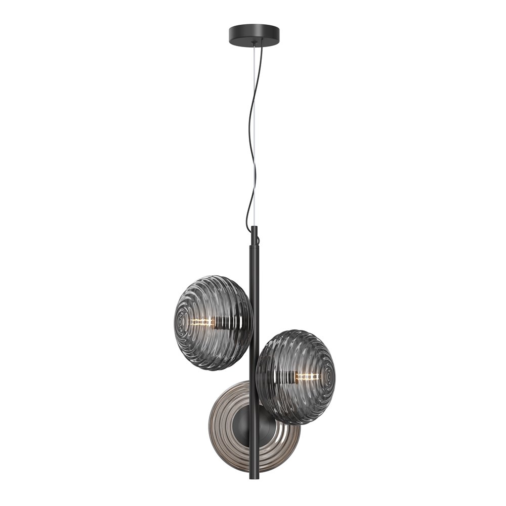Чёрный подвесной светильник с дымчатыми плафонами «Reels» MOD268PL-03B