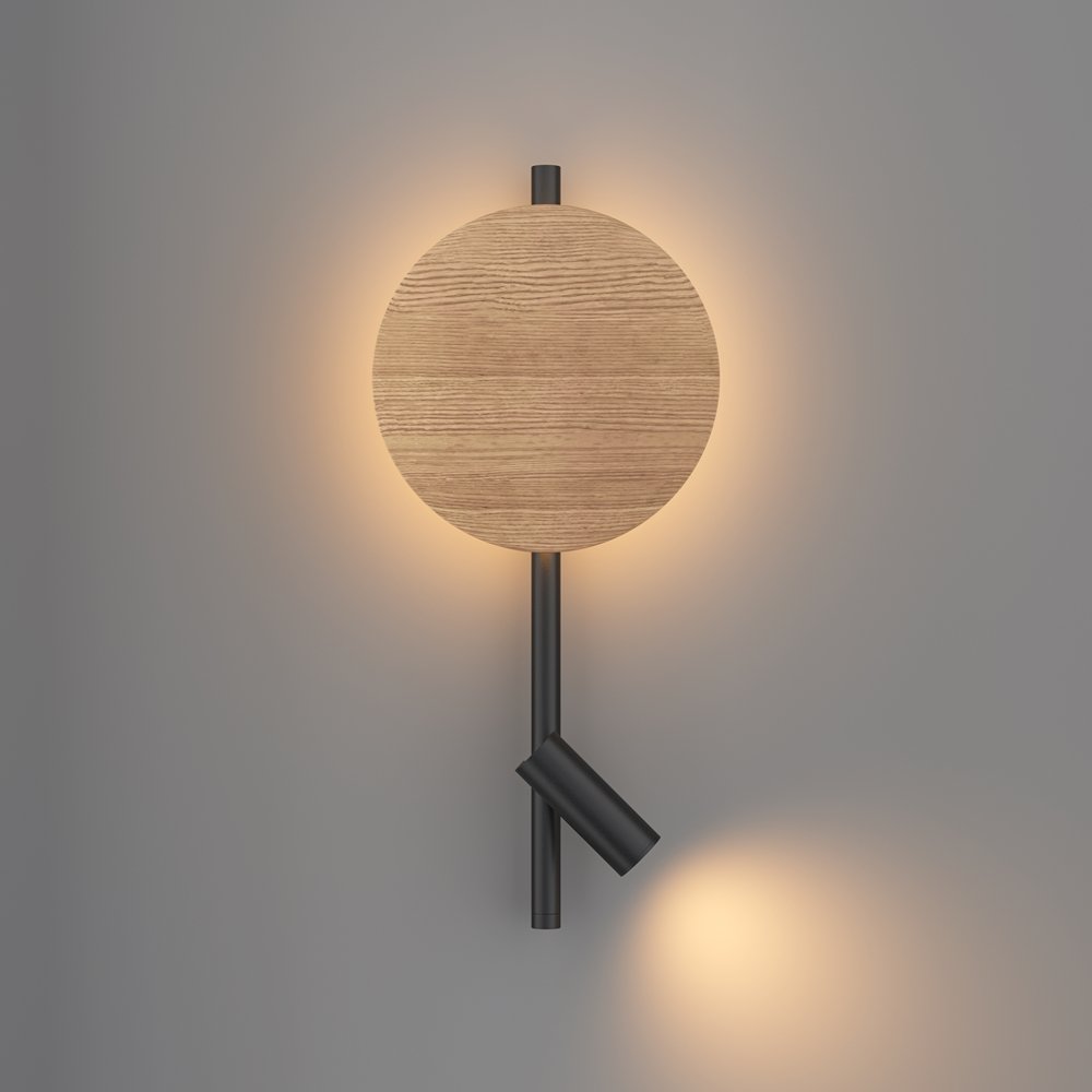 Настенный светильник подсветка деревянный диск со спотом «Solution» MOD450WL-L9BG3K