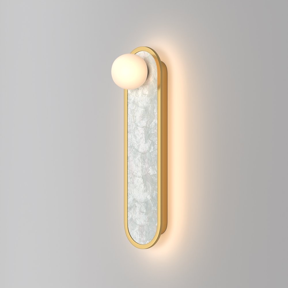 Овальный настенный светильник с плафоном шар и подсветкой по кругу «Perlamour» MOD473WL-L25BSK