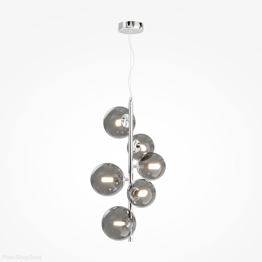 Подвесной светильник с плафонами шар, хром/дымчатый «Dallas» MOD545PL-06CH