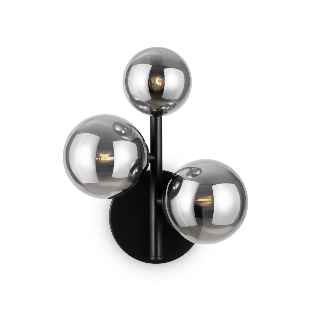 Чёрный настенный светильник с дымчатыми шарами «Dallas» MOD545WL-03B