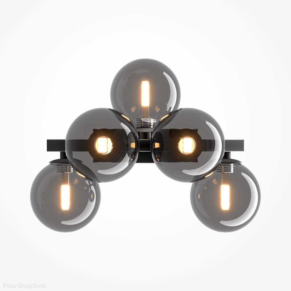 Настенный светильник с шарами, чёрный/дымчатый «Dallas» MOD547WL-05B